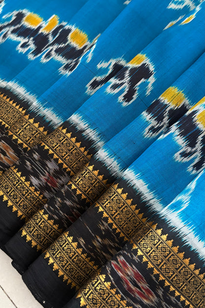 Exclusive Odisha Ikkat Khandua Silk Saree - Sky Blue