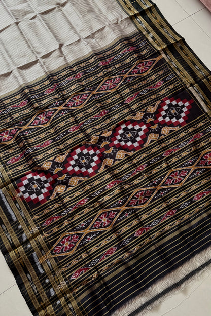 Odisha Ikkat Nuapatna Silk Saree - Silver Grey