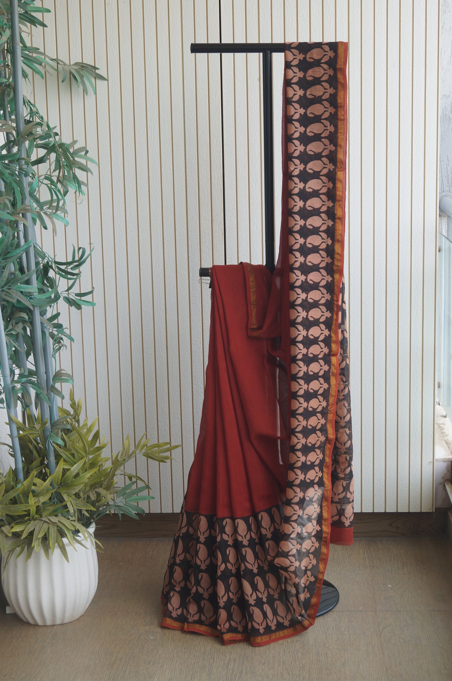 Hand Block Print Silk-Cotton Saree