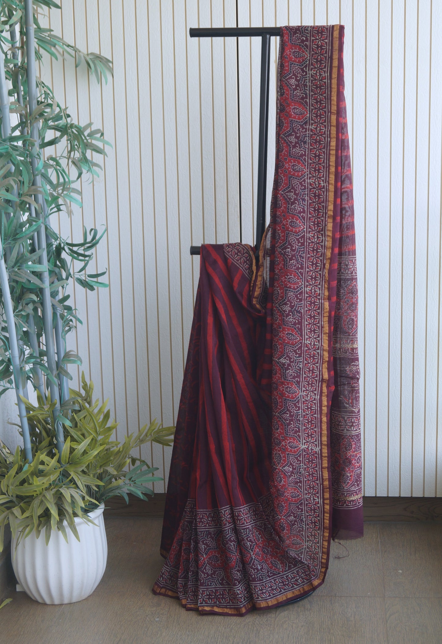 Hand Block Print Silk-Cotton Saree