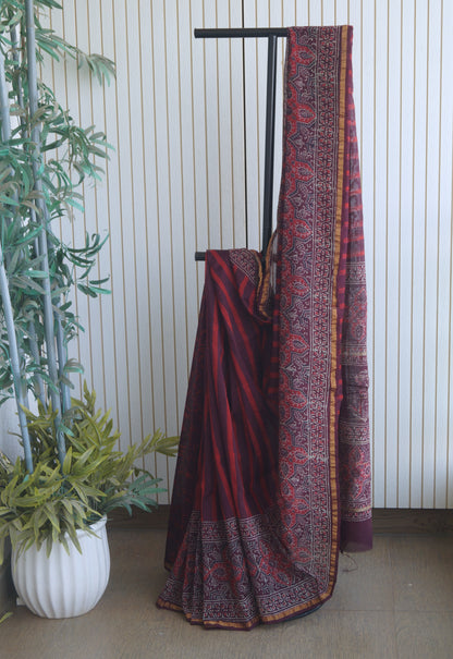 Hand Block Print Silk-Cotton Saree