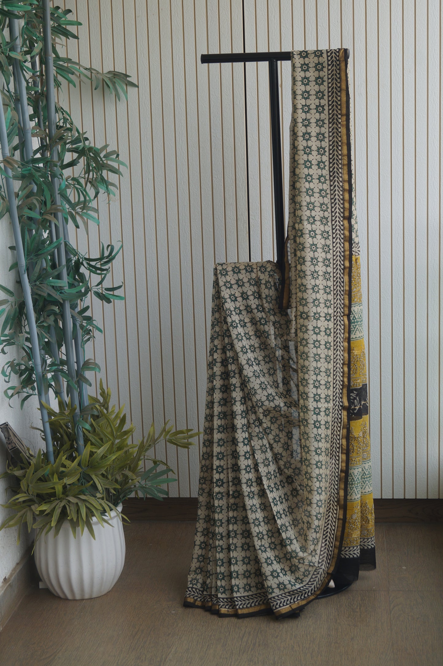 Hand Block Print Silk-Cotton Saree