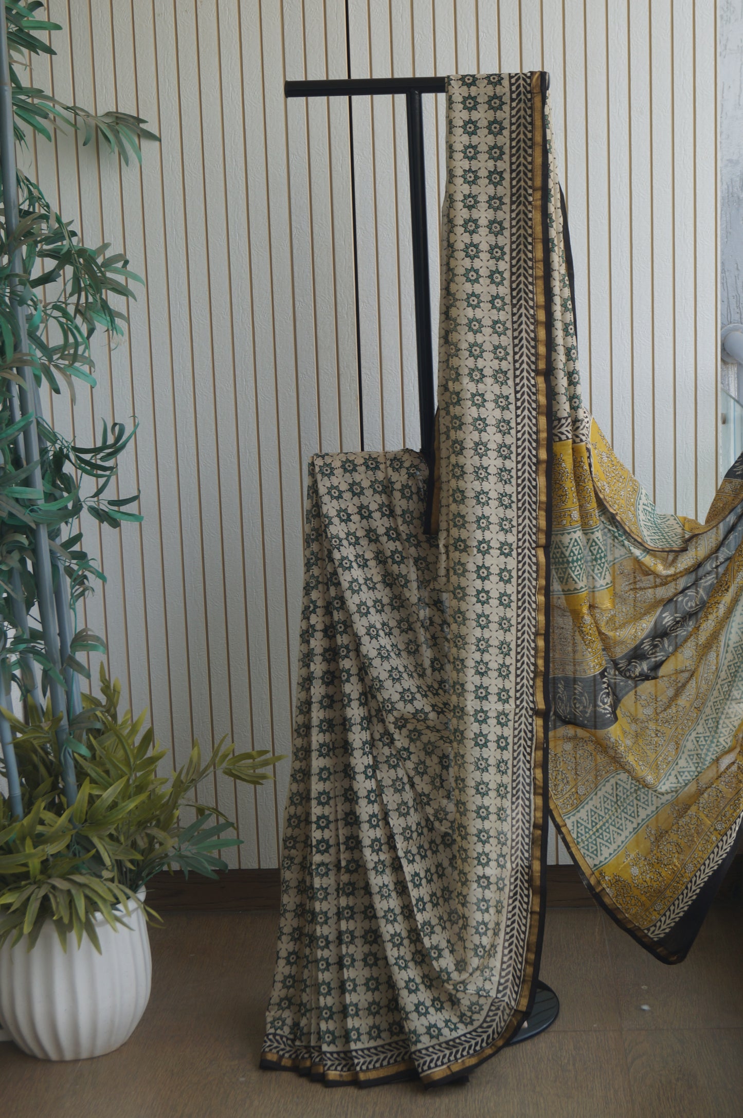 Hand Block Print Silk-Cotton Saree