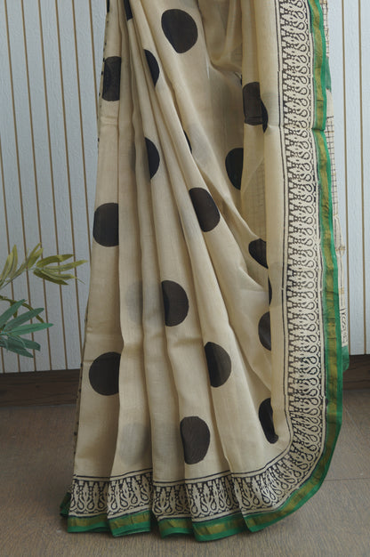 Hand Block Print Silk-Cotton Saree