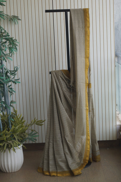 Hand Block Print Silk-Cotton Saree