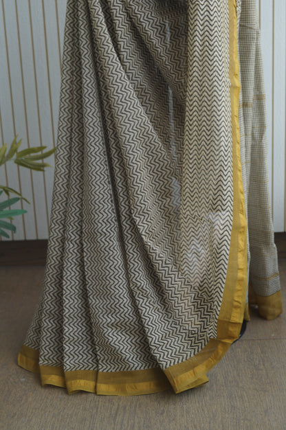 Hand Block Print Silk-Cotton Saree