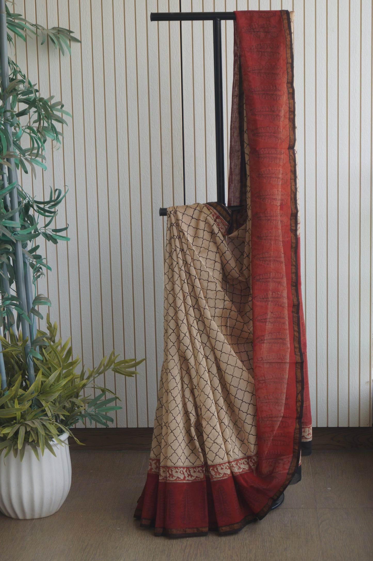 Hand Block Print Silk-Cotton Saree