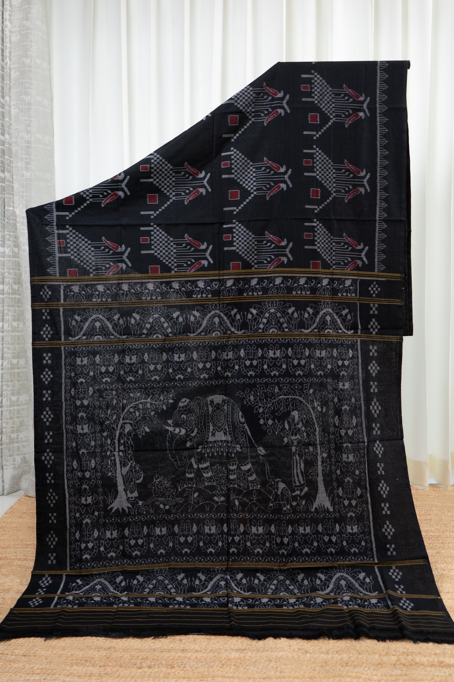 Odisha Ikkat  Cotton Saree- Black