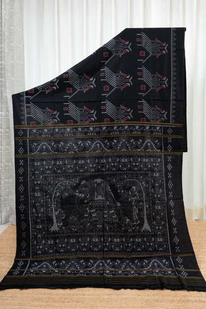 Odisha Ikkat  Cotton Saree- Black