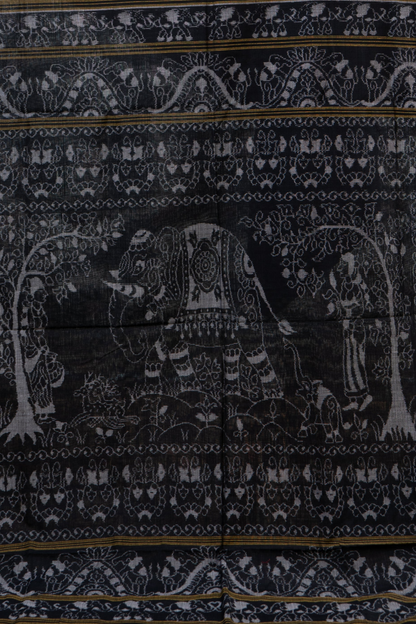 Odisha Ikkat  Cotton Saree- Black
