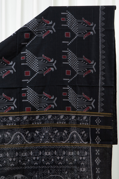 Odisha Ikkat  Cotton Saree- Black