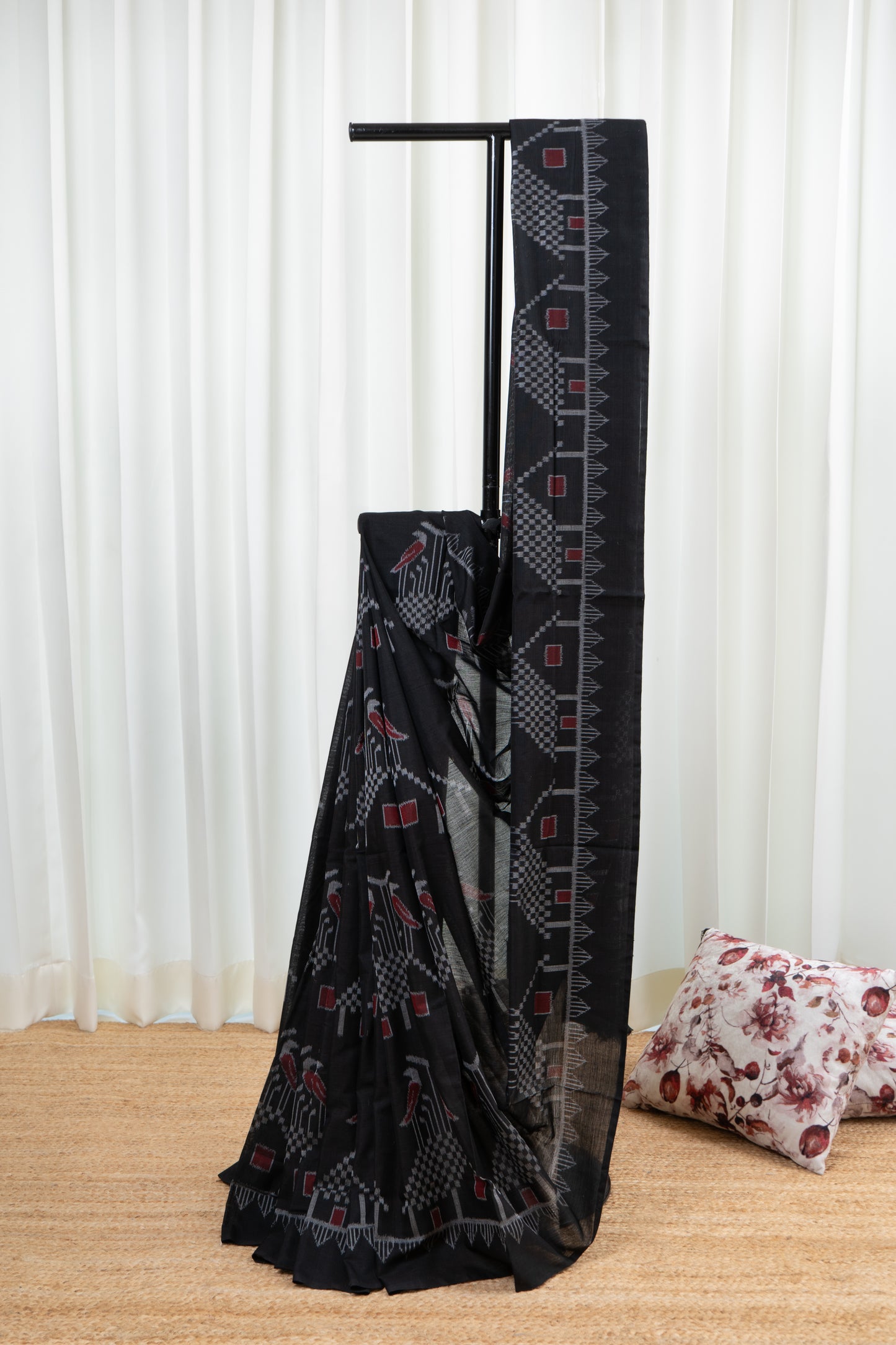 Odisha Ikkat  Cotton Saree- Black