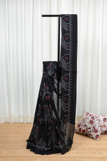 Odisha Ikkat  Cotton Saree- Black