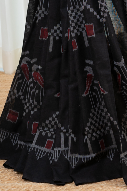 Odisha Ikkat  Cotton Saree- Black