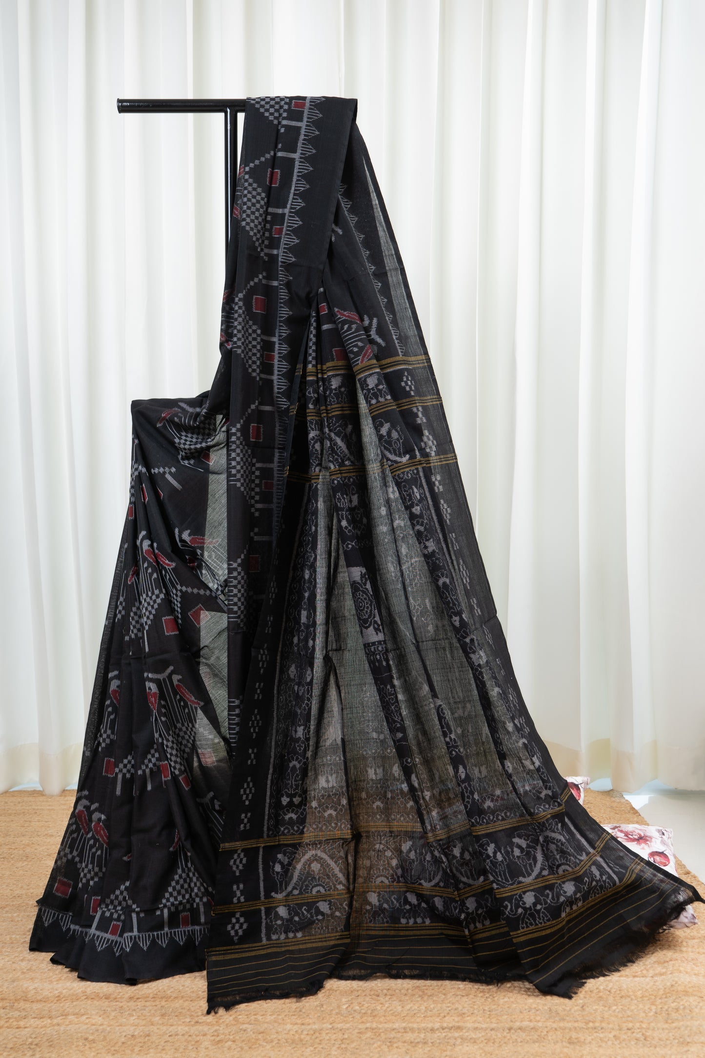 Odisha Ikkat  Cotton Saree- Black