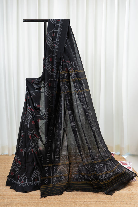 Odisha Ikkat  Cotton Saree- Black