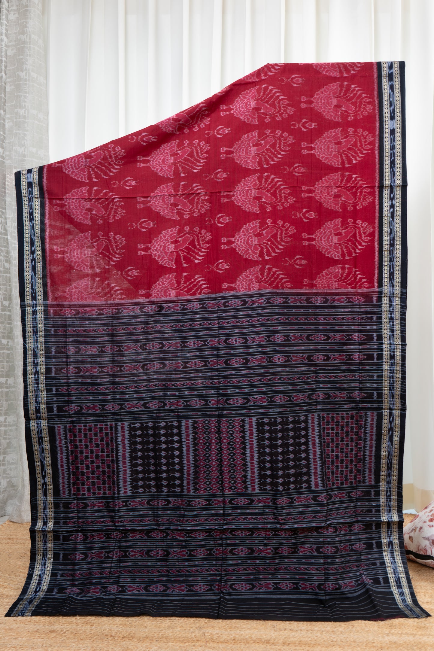 Odisha Ikkat  Cotton Saree- Deep Red