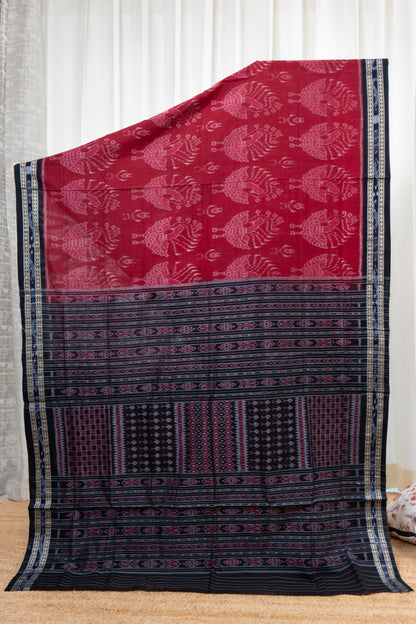Odisha Ikkat  Cotton Saree- Deep Red