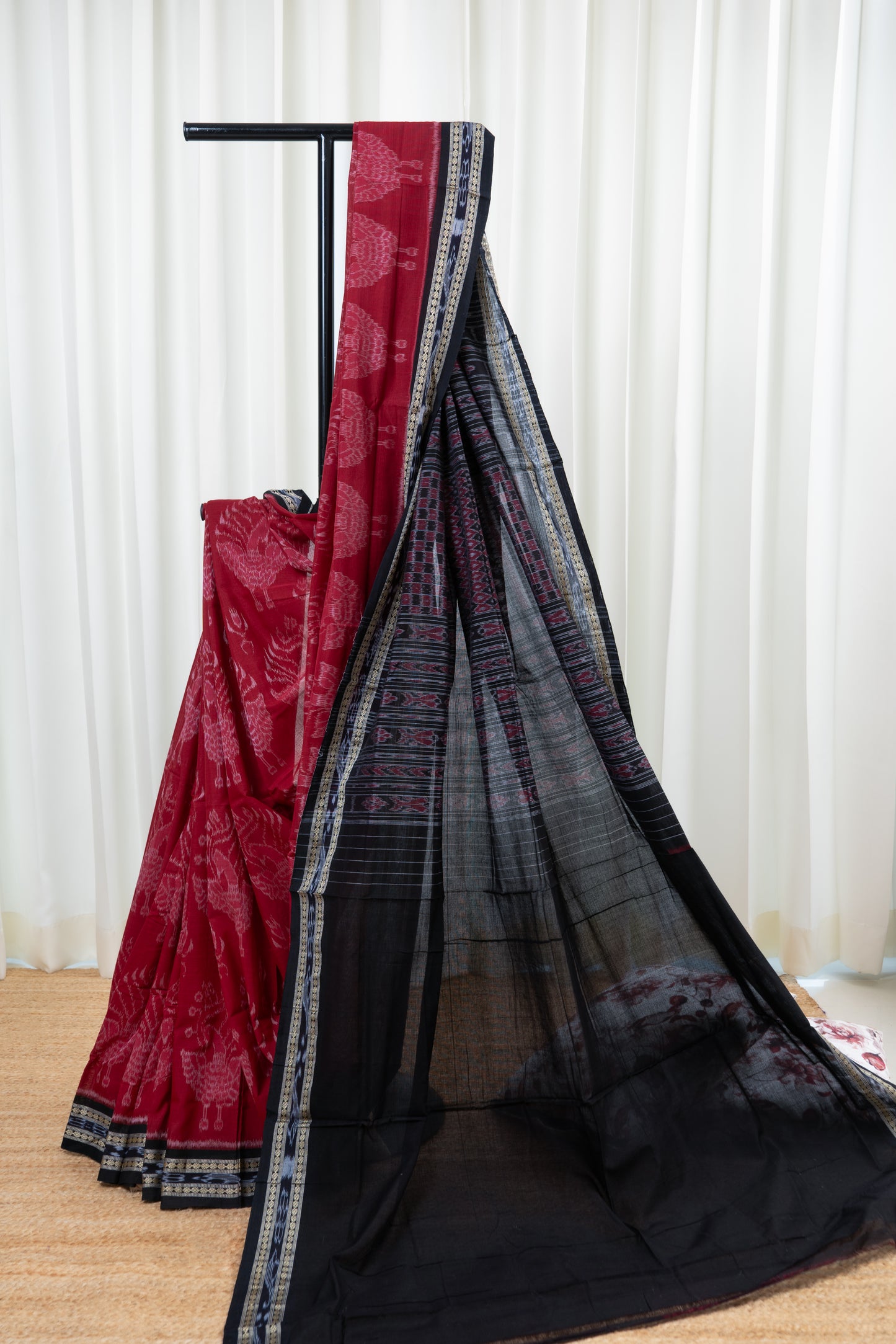 Odisha Ikkat  Cotton Saree- Deep Red