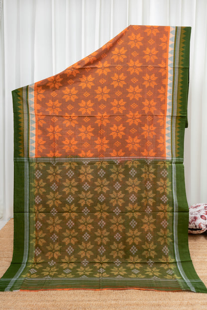 Odisha Ikkat Cotton Saree- Orange