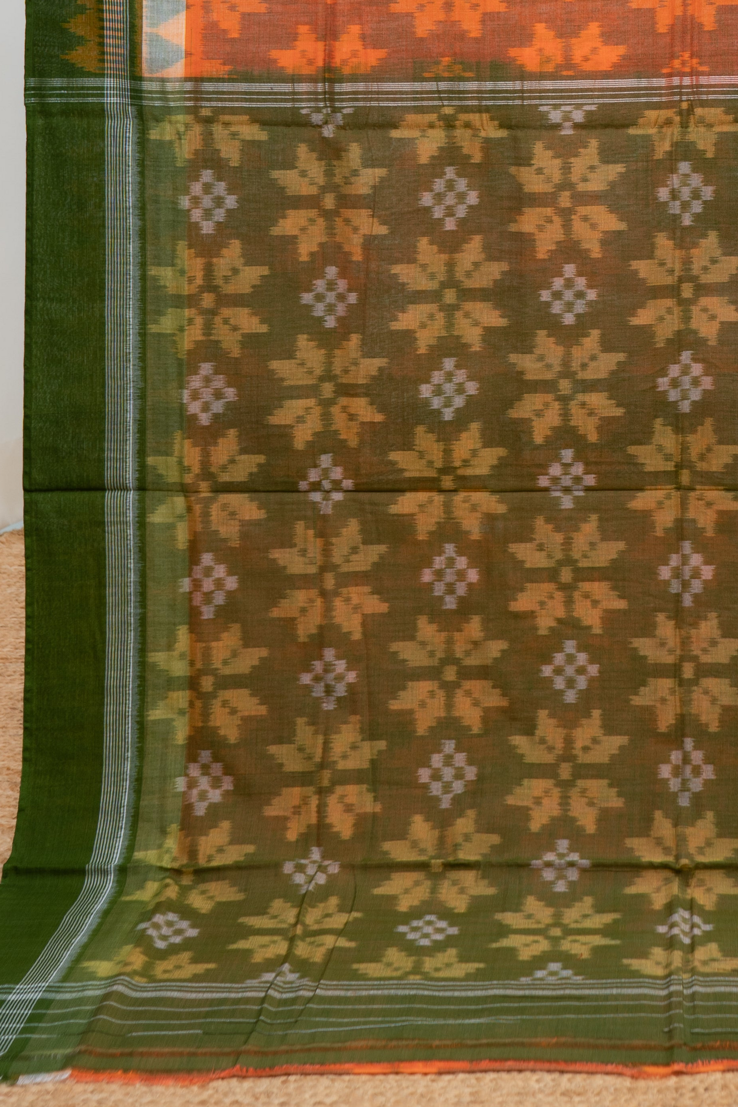 Odisha Ikkat Cotton Saree- Orange