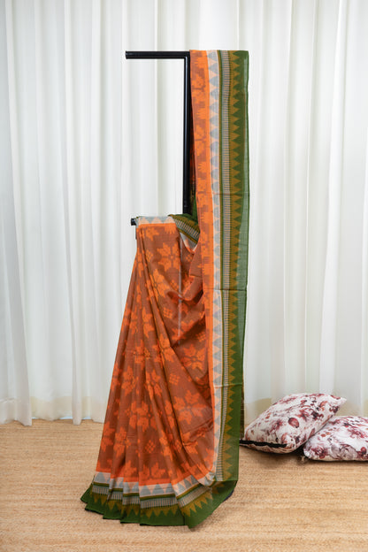 Odisha Ikkat Cotton Saree- Orange