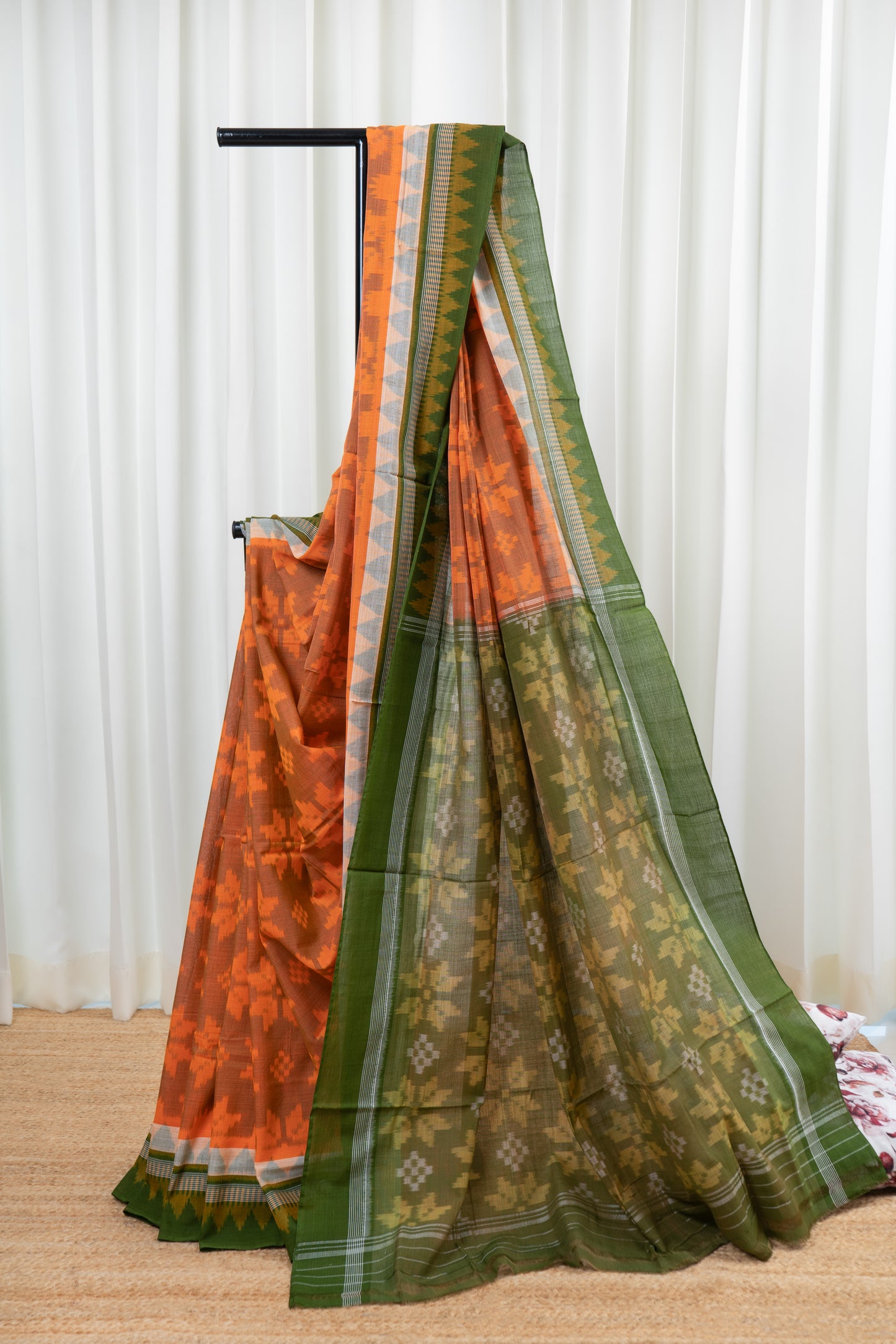 Odisha Ikkat Cotton Saree- Orange