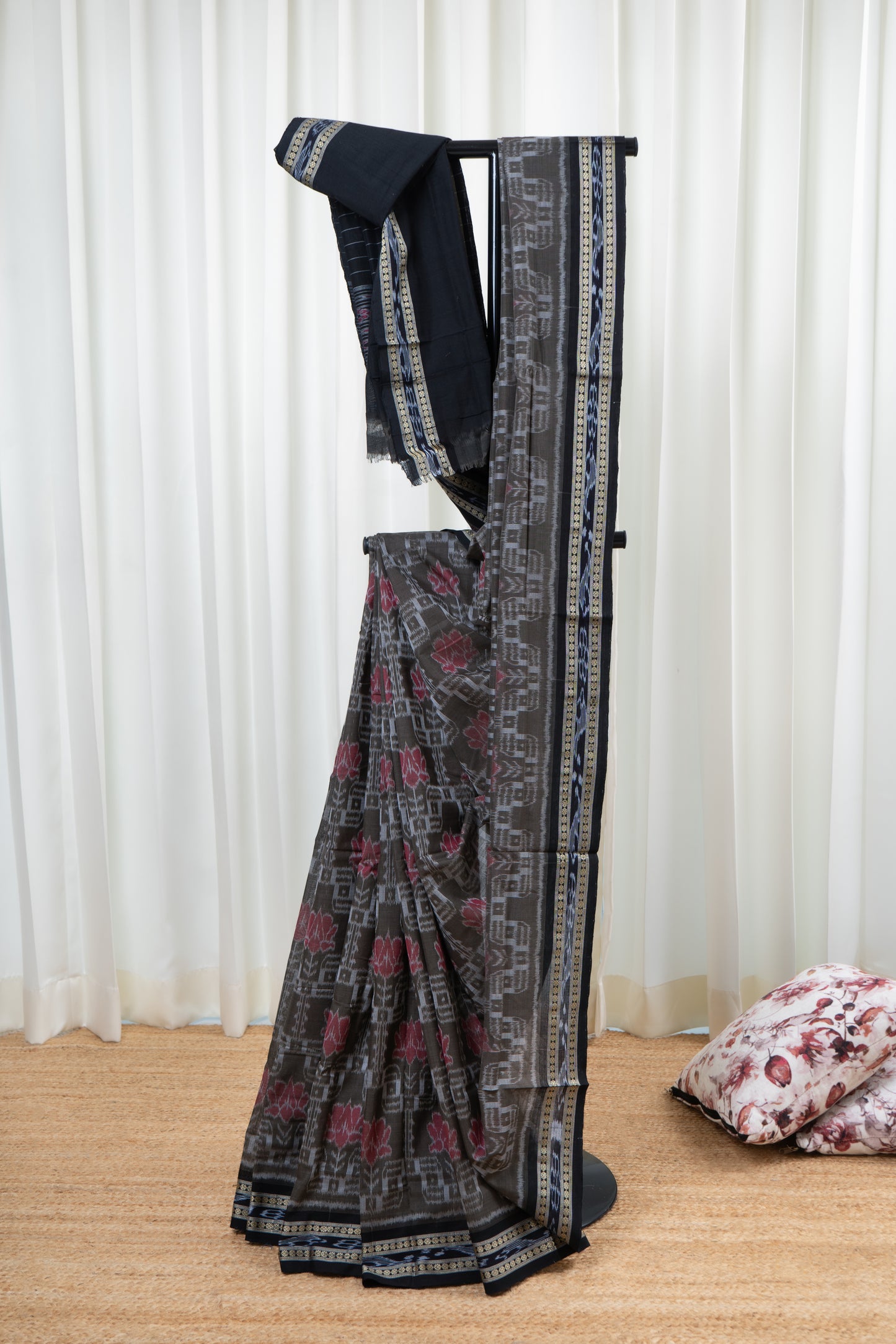 Odisha Ikkat  Cotton Saree- Dark Olive