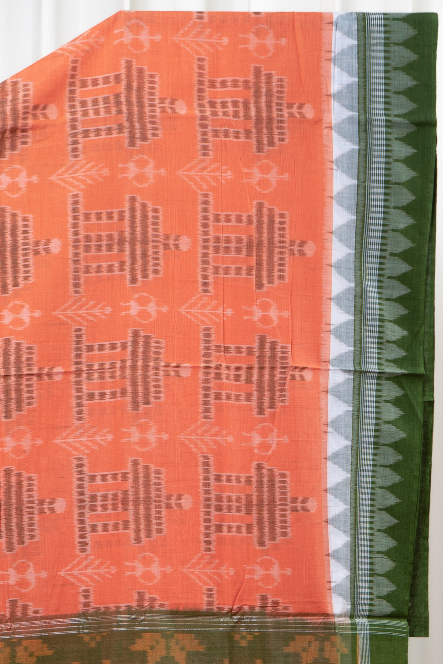 Odisha Ikkat Cotton Saree- Soft Orange