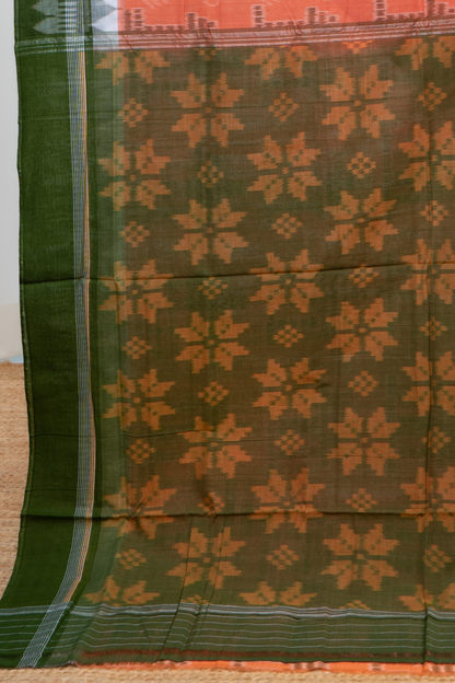 Odisha Ikkat Cotton Saree- Soft Orange