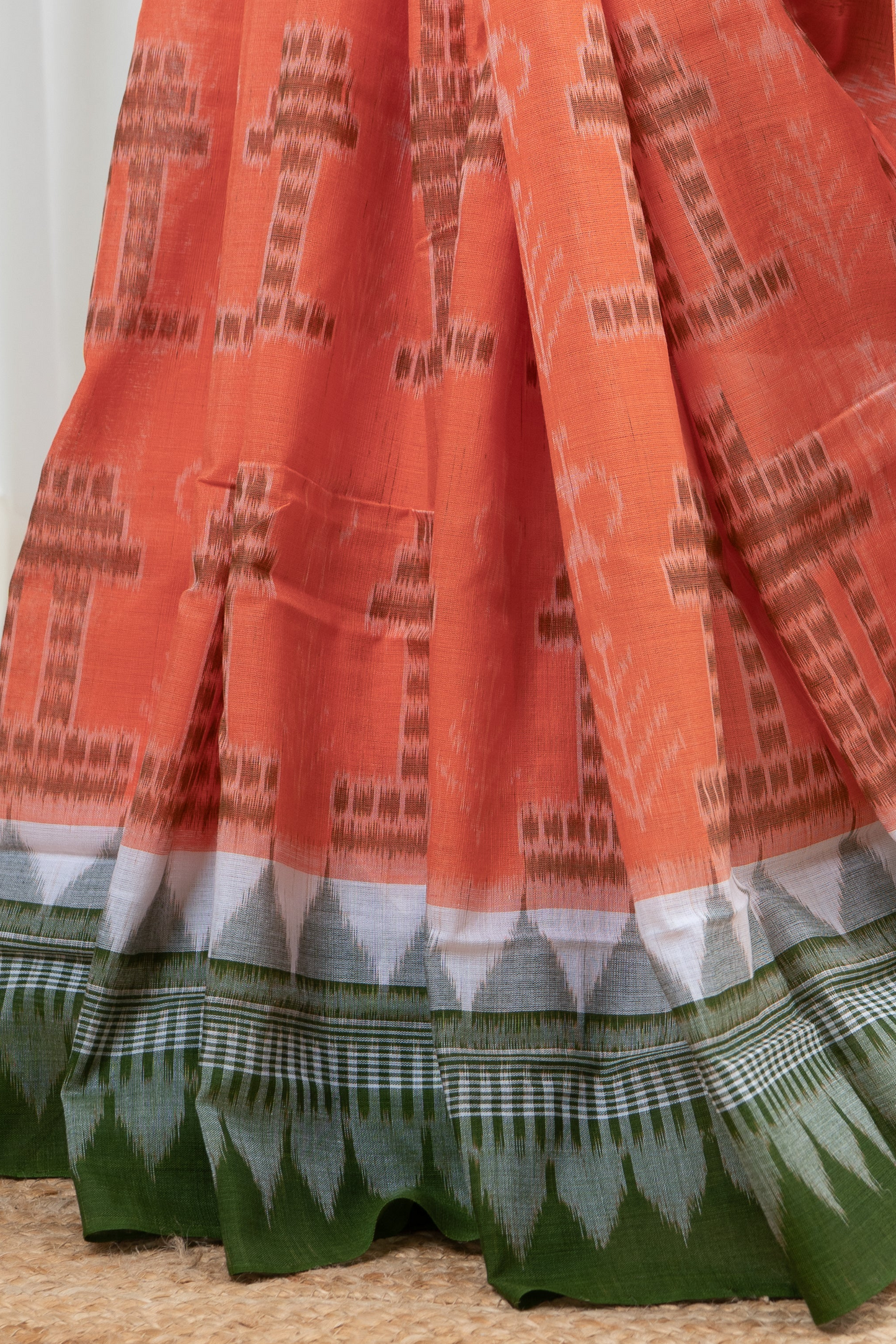 Odisha Ikkat Cotton Saree- Soft Orange