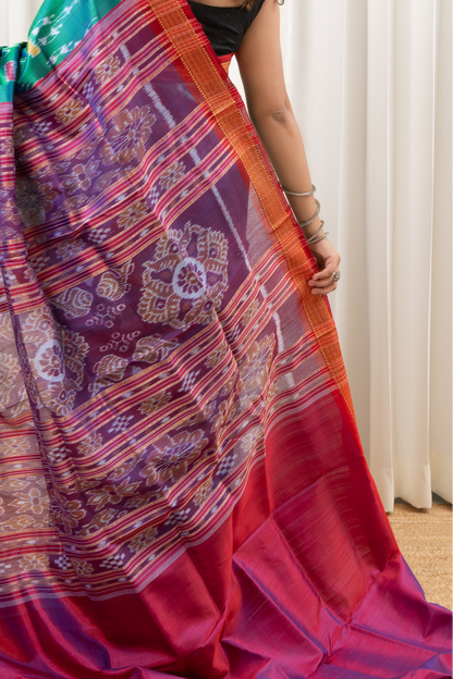 Exclusive Odisha Ikkat Pure Silk Saree- Shot Green