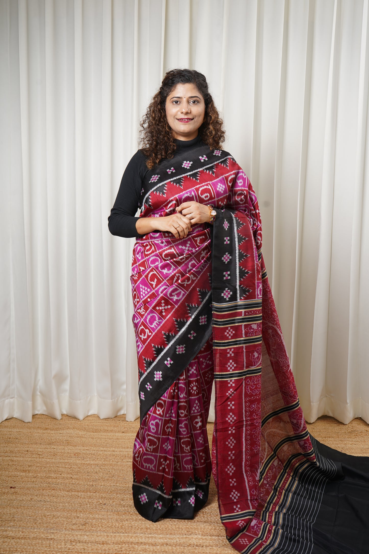 Exclusive Ikkat Pure Silk Saree-  Odia Varnamala With Airabat Palla