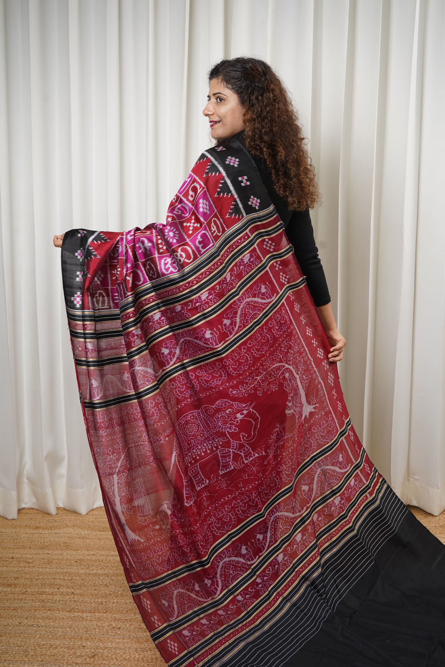 Exclusive Ikkat Pure Silk Saree-  Odia Varnamala With Airabat Palla