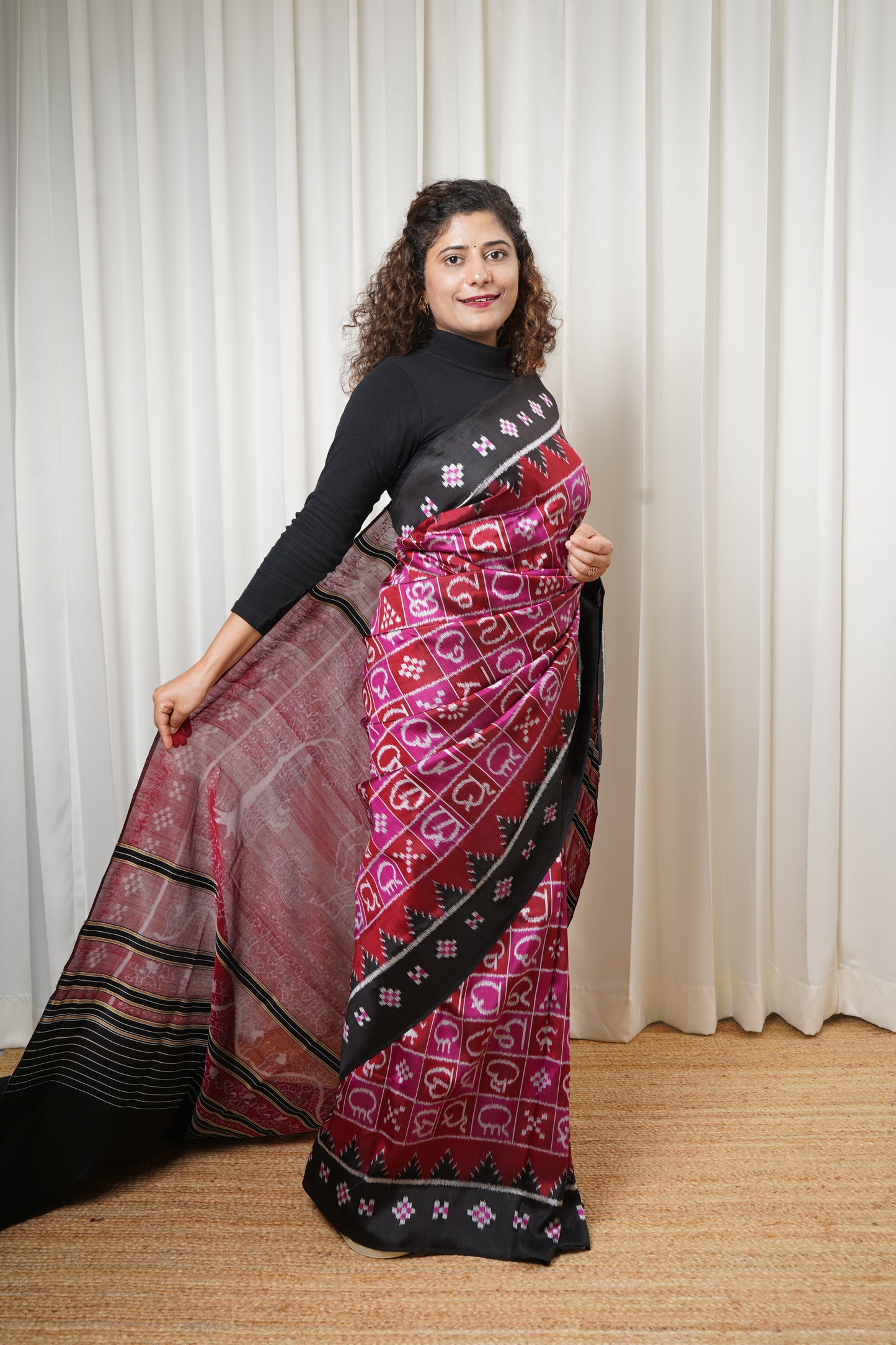 Exclusive Ikkat Pure Silk Saree-  Odia Varnamala With Airabat Palla
