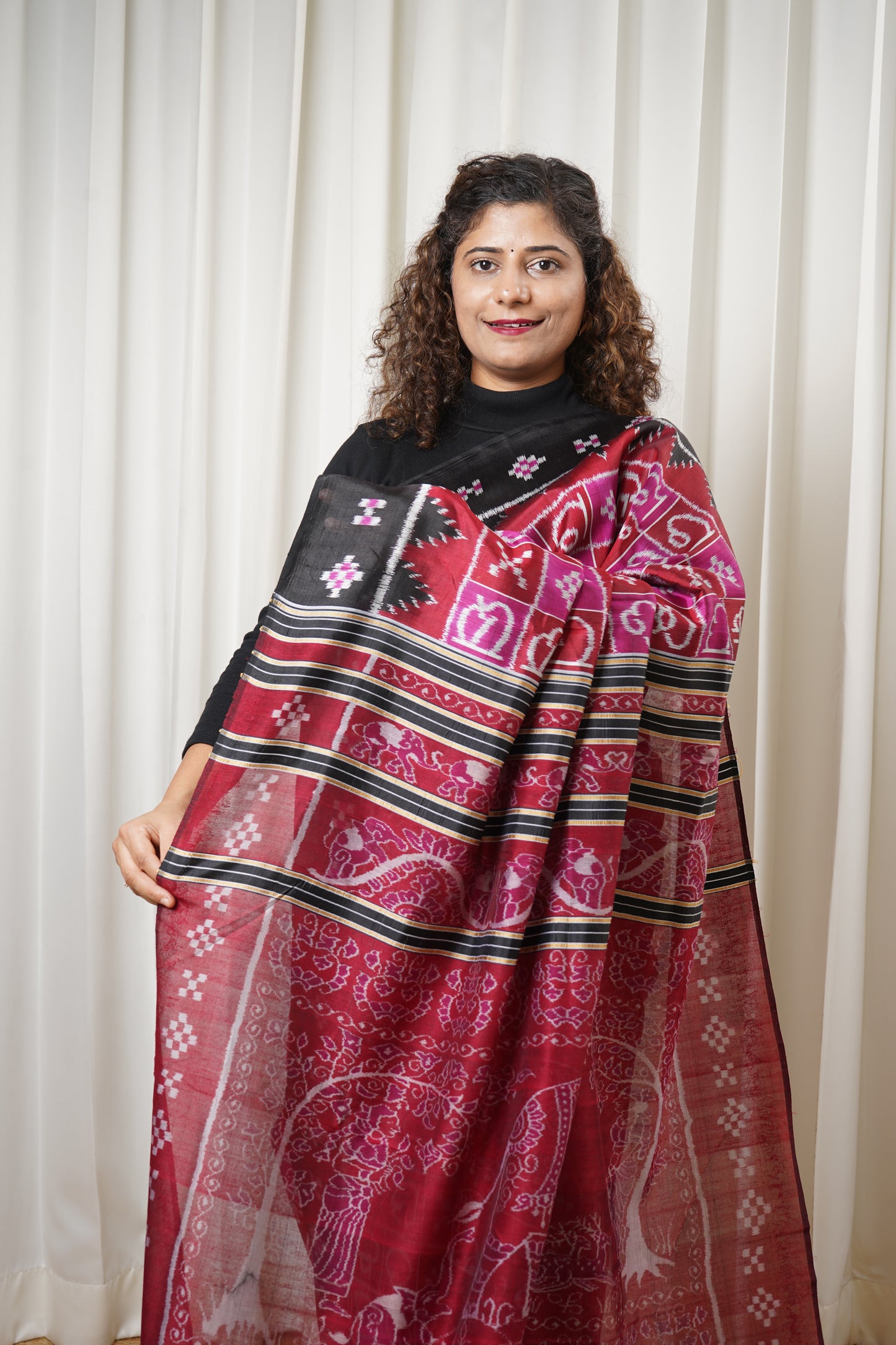 Exclusive Ikkat Pure Silk Saree-  Odia Varnamala With Airabat Palla