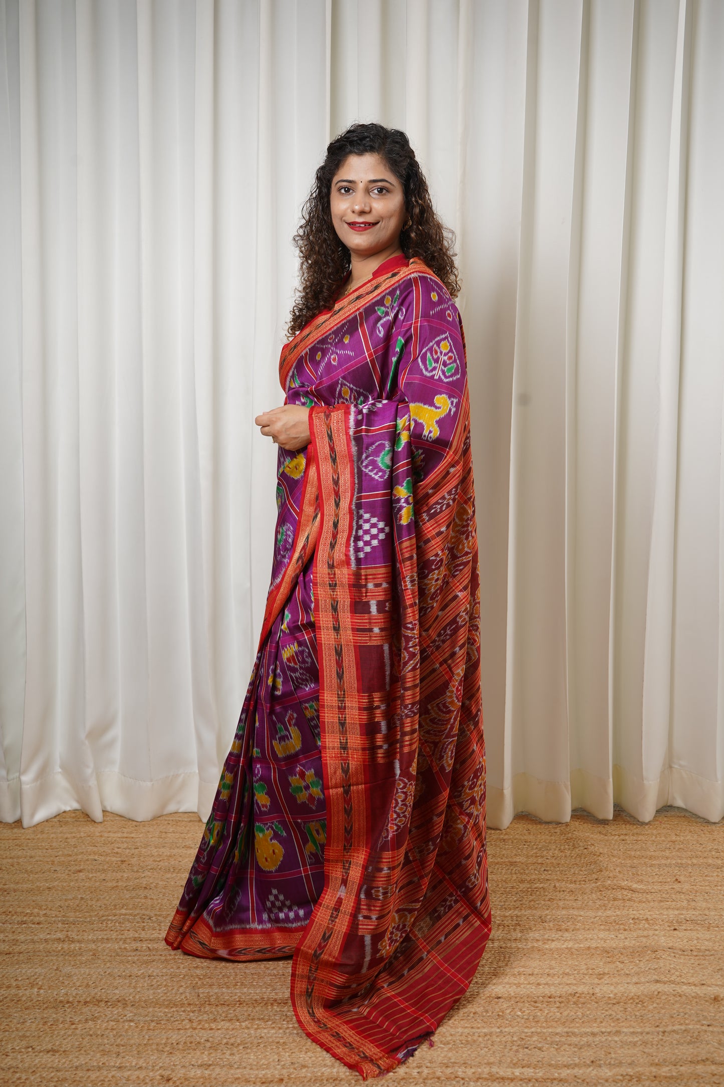 Nabakothi Khandua Pure Silk Saree: Purple