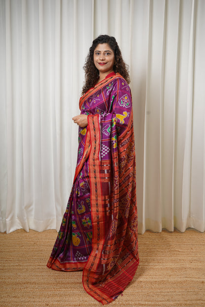 Nabakothi Khandua Pure Silk Saree: Purple