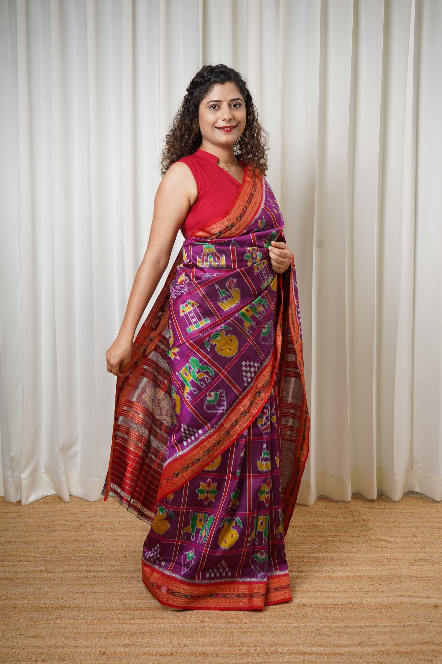 Nabakothi Khandua Pure Silk Saree: Purple