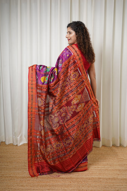 Nabakothi Khandua Pure Silk Saree: Purple