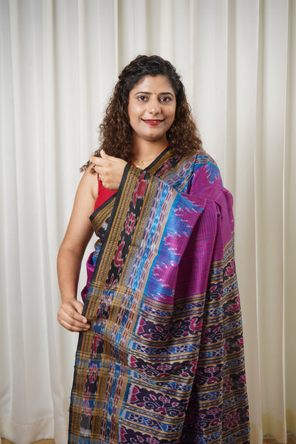Sachipaar Khandua Silk Saree: Magenta