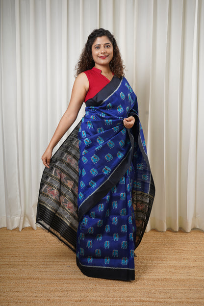 Exclusive Odisha Ikkat Pure Silk Saree- Royal Blue