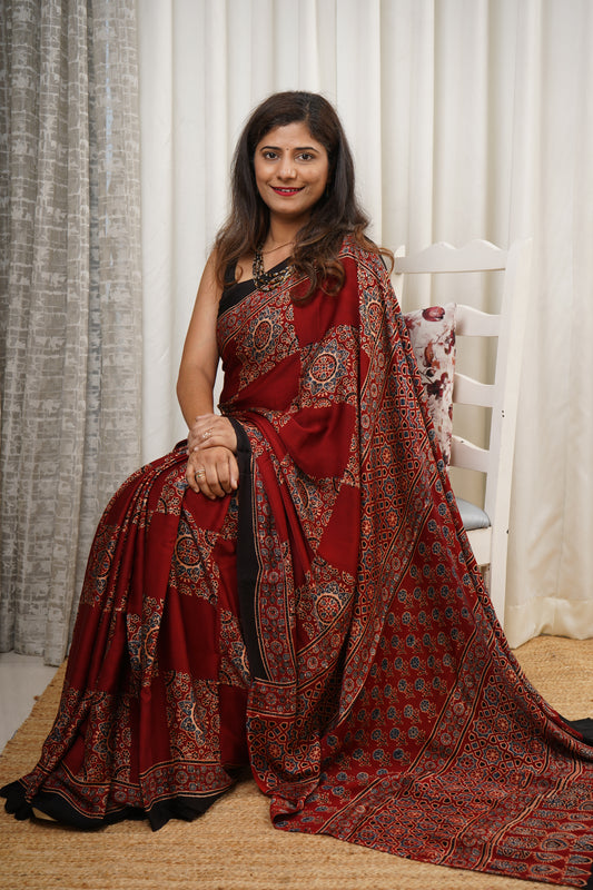 Ajrakh on Modal- Maroon