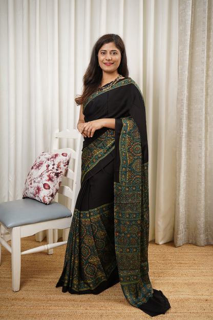 Ajrakh on Modal- Black and Green