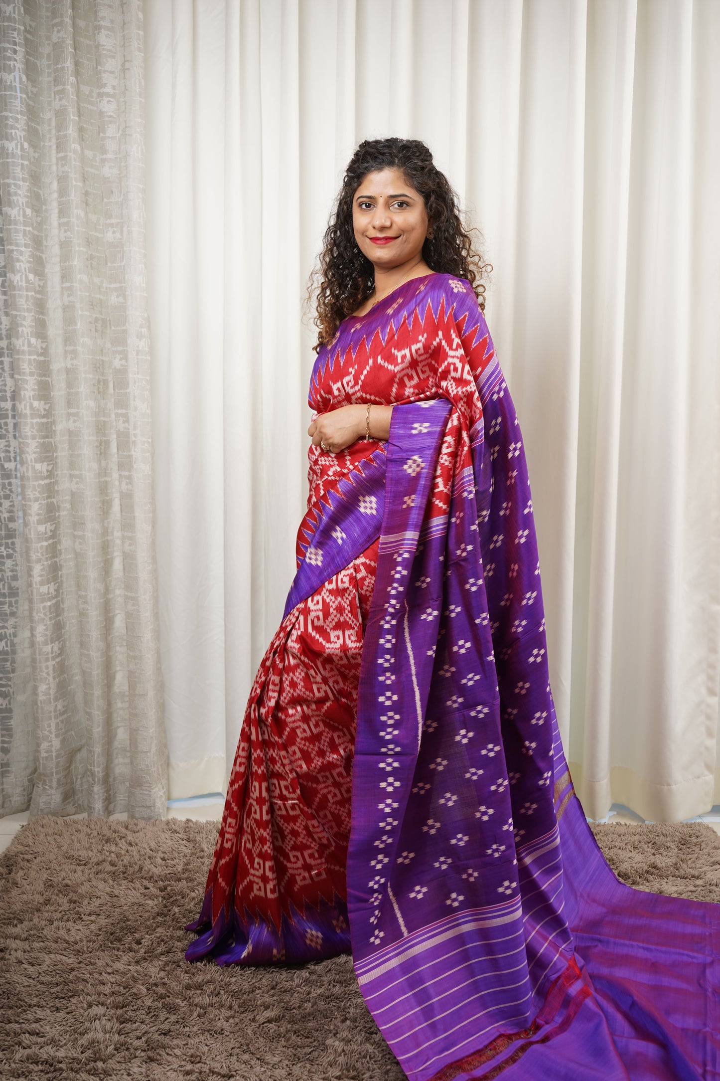 Exclusive Odisha Ikkat Pure Silk Saree- Red