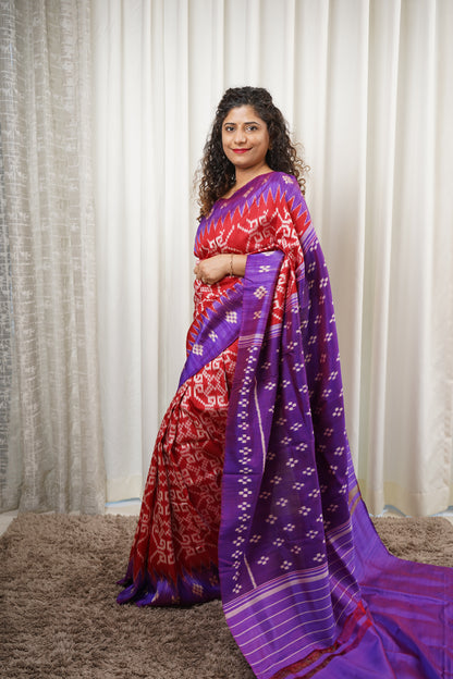 Exclusive Odisha Ikkat Pure Silk Saree- Red