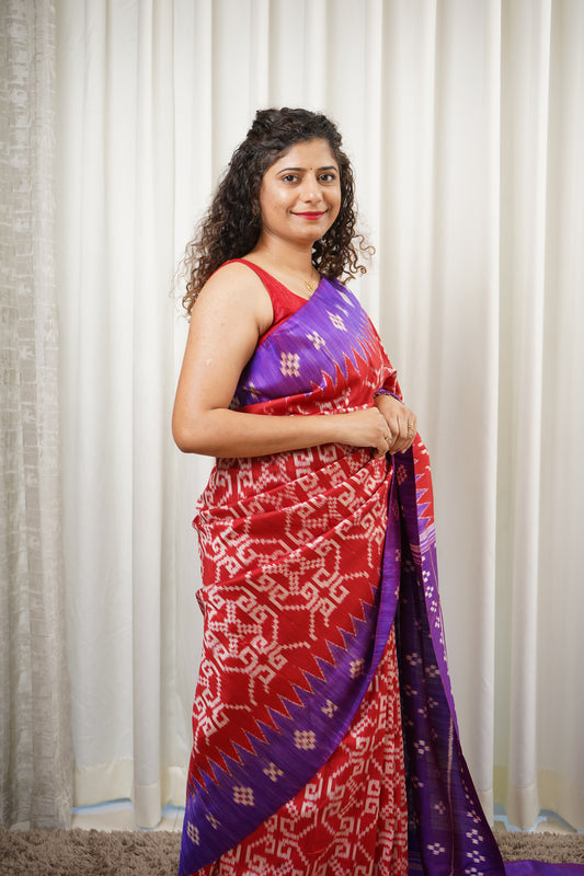 Exclusive Odisha Ikkat Pure Silk Saree- Red