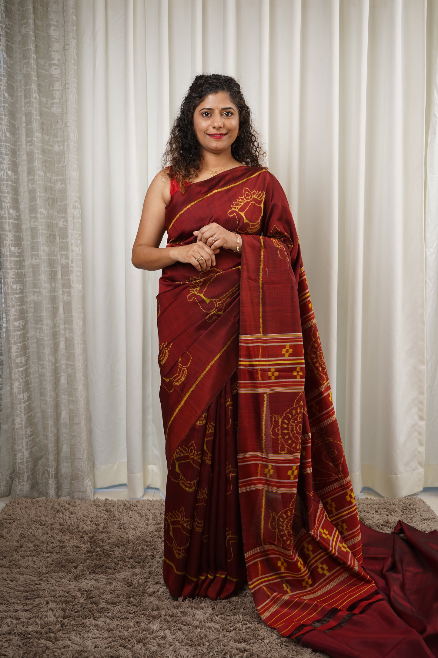 Exclusive Odisha Ikkat Pure Silk Saree- Maroon