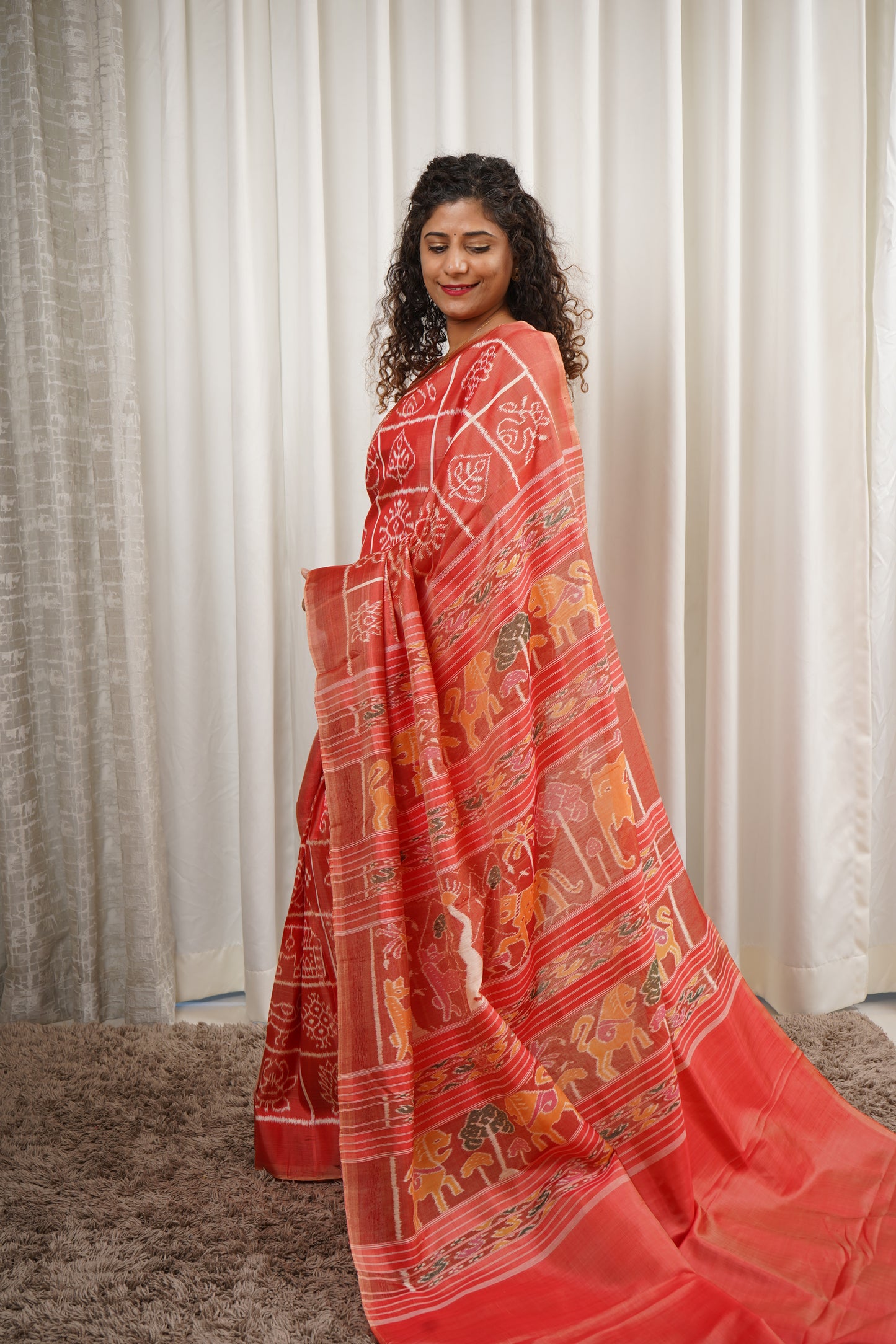Exclusive Odisha Ikkat Nabakothi Pure Silk Saree- Red