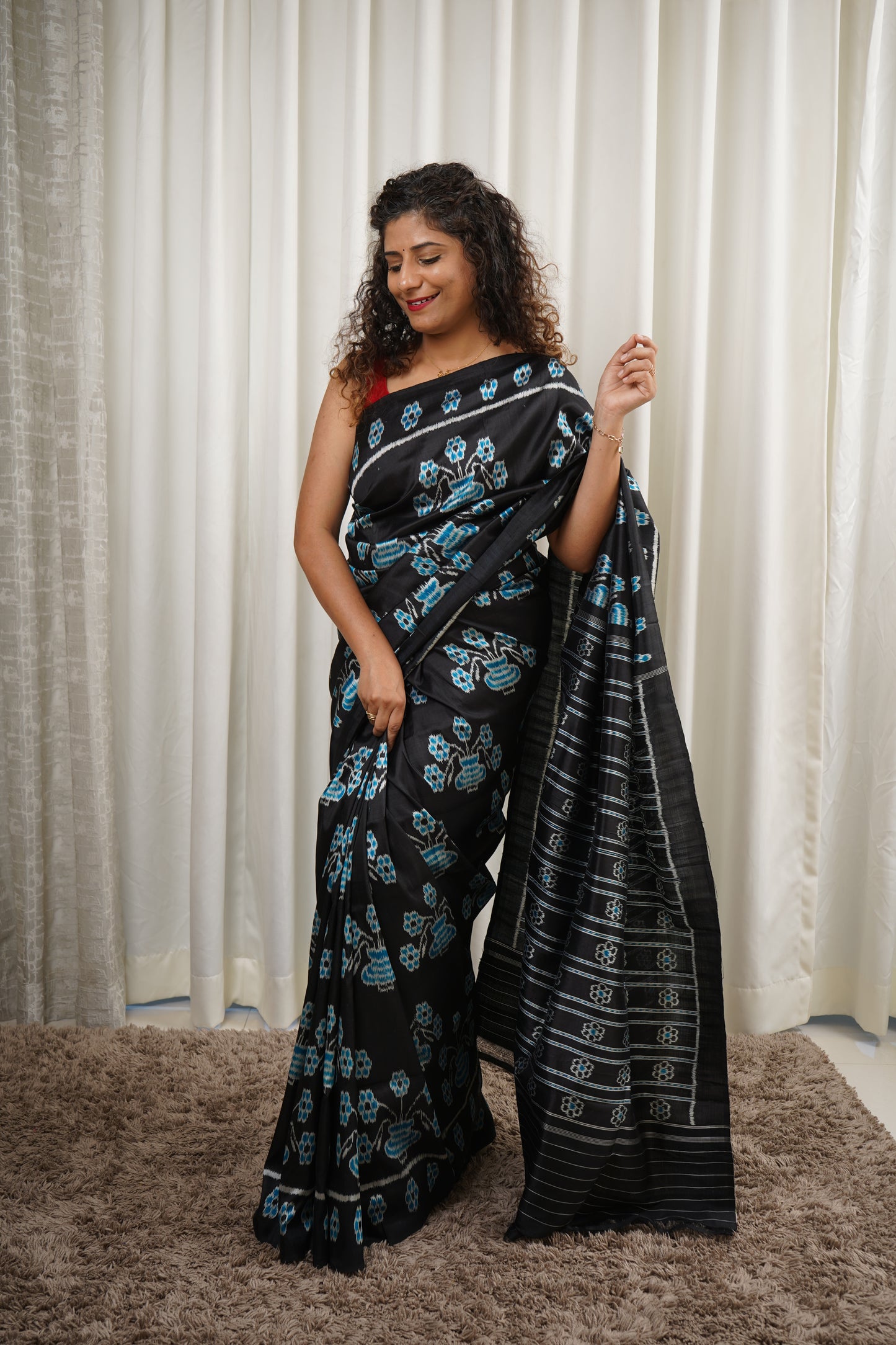 Exclusive Odisha Ikkat Pure Silk Saree- Black